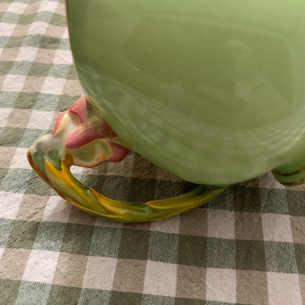 Vintage Floral Green Ceramic Pitcher - Picture 5 of 7